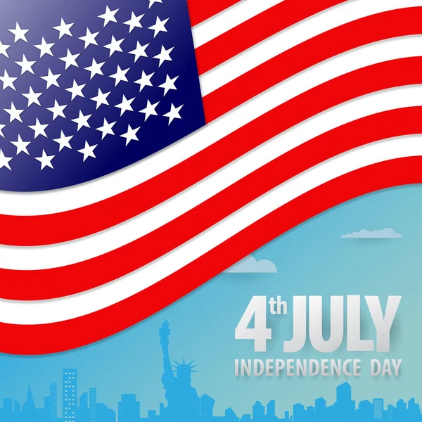 American Independence Day Paper Cut Design Happy Independence Day United — Stock Vector