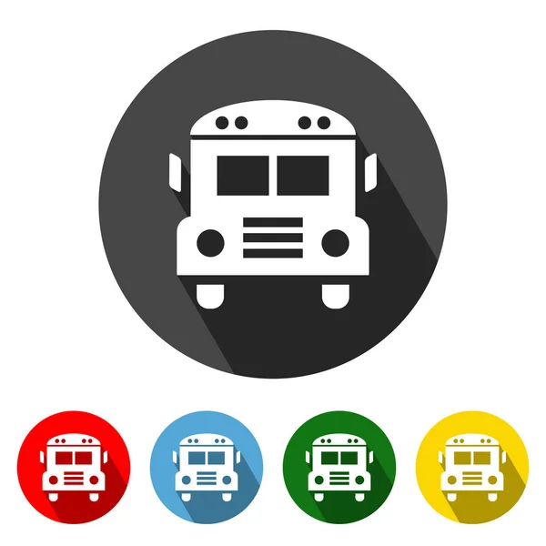 Schulbussymbol Vektor Bus Illustration Gestaltungselement Mit Vier Farbvarianten Schulbus Symbol — Stockvektor