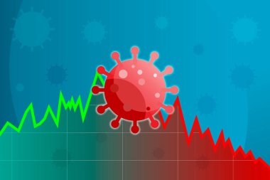 Borsada Coronavirus Etki Şirketi. Coronavirus 'un sağlık ve küresel ekonomi üzerindeki etkisi finans tablosu üzerinde. Vektör illüstrasyonu.