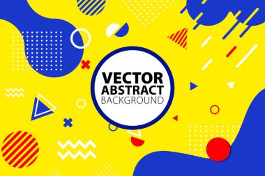 Soyut Geometrik Arkaplan Memphis Tarzı. Pankartlar, broşürler, posterler, kapaklar ve afişler için kullanılabilir. Vektör illüstrasyonu.