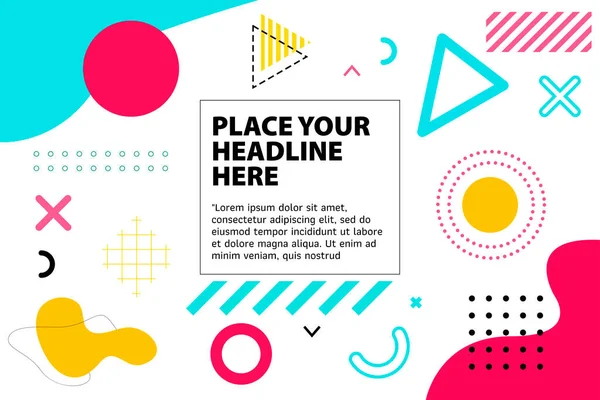 Soyut Geometrik Arkaplan Memphis Tarzı. Pankartlar, broşürler, posterler, kapaklar ve afişler için kullanılabilir. Vektör illüstrasyonu.