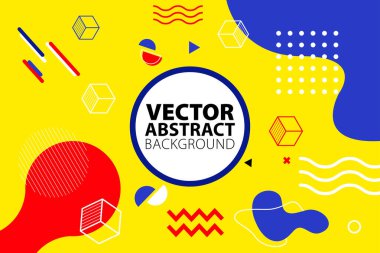 Soyut Geometrik Arkaplan Memphis Tarzı. Pankartlar, broşürler, posterler, kapaklar ve afişler için kullanılabilir. Vektör illüstrasyonu.