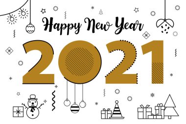 Mutlu yıllar 2021 Hat Tasarımı. Mutlu yıllar 2021 iş tebrik kartı. Geçmiş için modern vektör illüstrasyon kavramı, tebrik kartı, web sitesi afişi, parti davetiye kartı, sosyal medya afişi, pazarlama materyali.