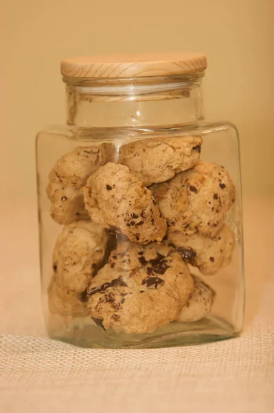 Biscotti Fatti Casa Con Gocce Cioccolato Barattolo — Foto Stock