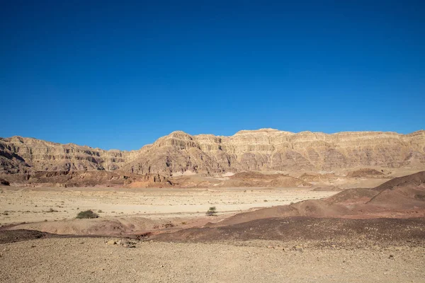 Widok Park Timna Położony Pustyni Arava Izraelu Żółte Czerwone Góry — Zdjęcie stockowe