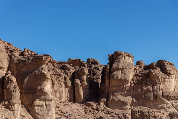 Sarı Kırmızı Süleyman Sütunları Srail Arava Çölündeki Timna Parkında Doğal — Stok fotoğraf