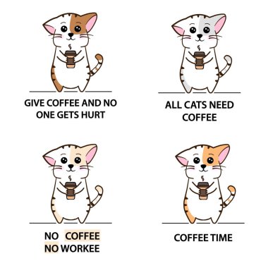 Kedi. Kahve kedisi. Tişört çizimi. Kahve. Kedi ve kahve.