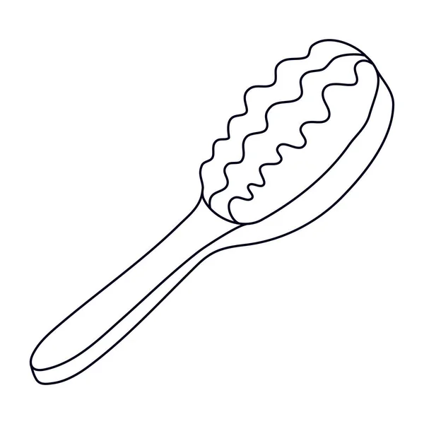Paddle Brosse Cheveux Dans Style Doodle Contour Isolé Illustration Vectorielle — Image vectorielle