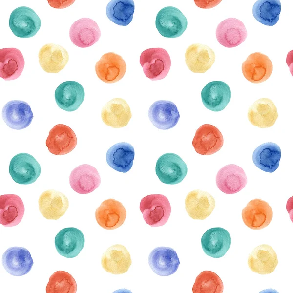 Abstracte Naadloze Patroon Met Aquarel Kleurrijke Cirkels Witte Achtergrond Ideaal — Stockfoto