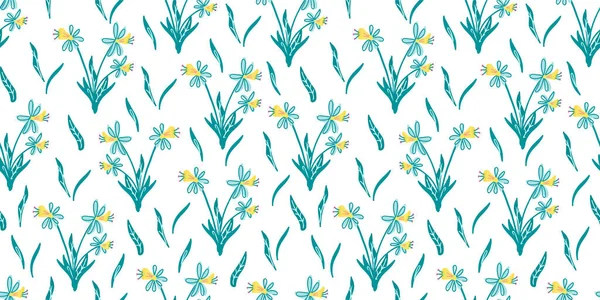 Patrón Sin Costura Vectorial Con Bonitas Flores Narcisas Sobre Fondo — Archivo Imágenes Vectoriales