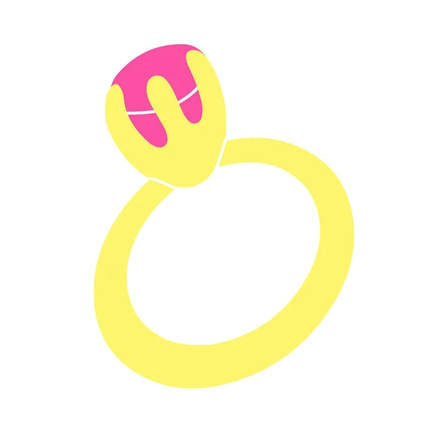 Een Ring Met Een Robijn Steen Handgetekende Vectorillustratie Geïsoleerd Witte — Stockvector