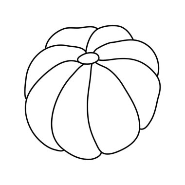 Karalama tarzında balkabağı ya da kabak. İzole edilmiş dış hat. Beyaz arka planda siyah mürekkeple el çizimi vektör çizimi. Boyama kitapları için harika. Çiftlik bahçesi teması.