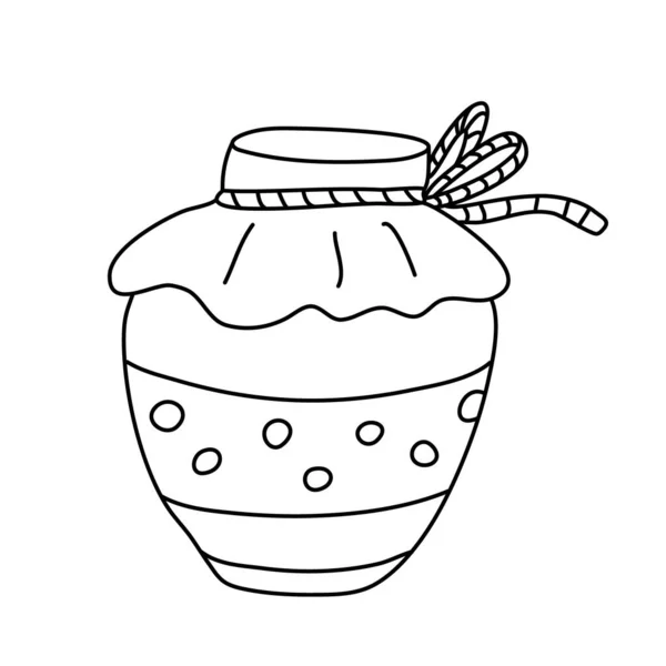 Vasetto Marmellata Stile Doodle Schema Isolato Illustrazione Vettoriale Disegnata Mano — Vettoriale Stock
