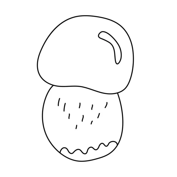 Pequeno Cogumelo Porcini Estilo Doodle Delineamento Isolado Ilustração Vetorial Desenhada — Vetor de Stock
