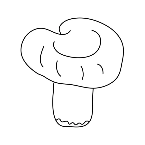 Cogumelo Russula Estilo Doodle Delineamento Isolado Ilustração Vetorial Desenhada Mão — Vetor de Stock