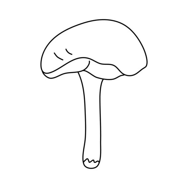 Seta Boletus Amarillo Estilo Garabato Esquema Aislado Ilustración Vectorial Dibujada — Archivo Imágenes Vectoriales