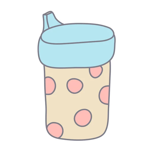 Sippy Cup Dekoriert Mit Tupfen Farbe Doodle Stil Trinkbecher Für — Stockvektor