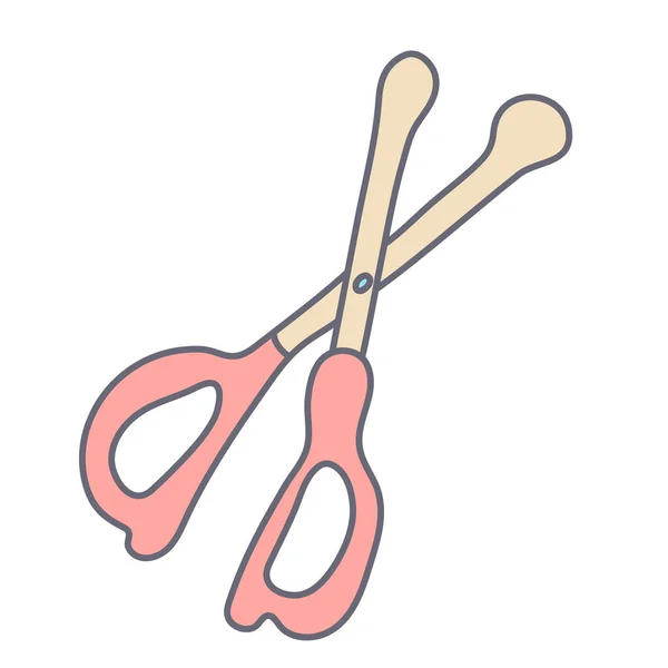 Nożyczki Paznokci Baby Zaokrąglonymi Krawędziami Kolorze Doodle Stylu Płaski Styl — Wektor stockowy