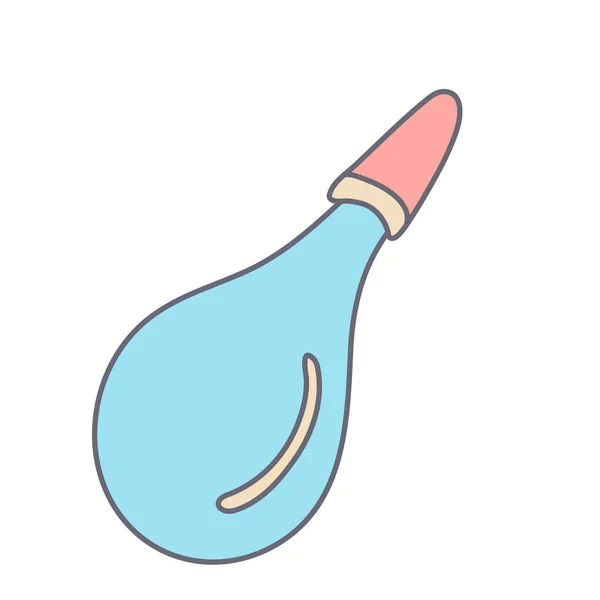 Seringue Pour Bébé Lavement Ampoule Style Doodle Couleur Aspirateur Nasal — Image vectorielle