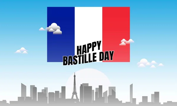 Bastille Dag Achtergrond Met Parijs City Landschap — Stockvector