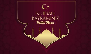 Kurban Bayramı arka planında. Çevirisi: Mutlu Kurban Bayramı. Tebrik Kartı, Poster, Sosyal Medya ve diğerleri için Uygun.