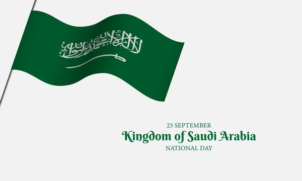 Koninkrijk Saoedi Arabië Nationale Dag Achtergrond Met Zwaaiende Vlag Illustratie — Stockvector