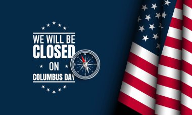 Columbus Günü Arka plan Tasarımı. Columbus Günü 'nde kapalıyız.. 