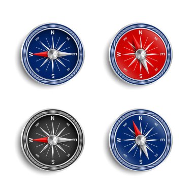 Beyaz arka planda pusula. Vektör İllüstrasyonu.