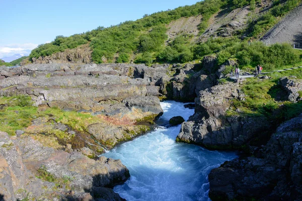 Caminhe Até Cachoeiras Escondidas Barnafoss Islândia — Fotografia de Stock