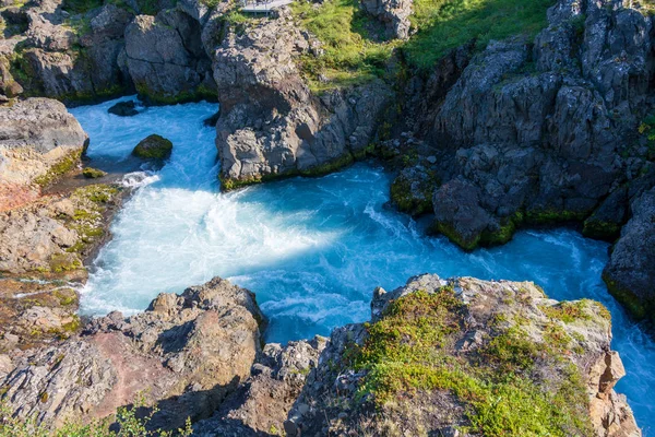 Zlanda Daki Gizli Barnafoss Şelaleler Yürüyüş — Stok fotoğraf