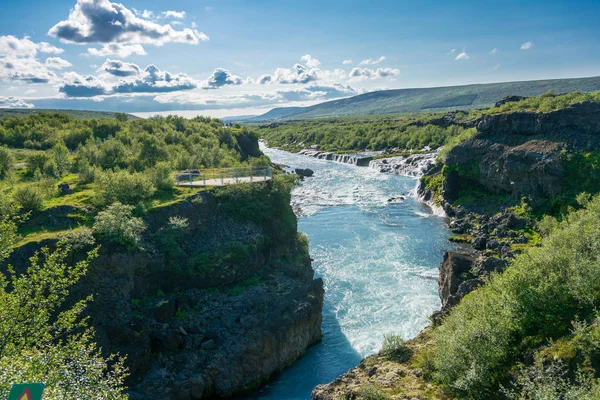 Hike Hidden Barnafoss Waterfalls Iceland — Stock Photo, Image