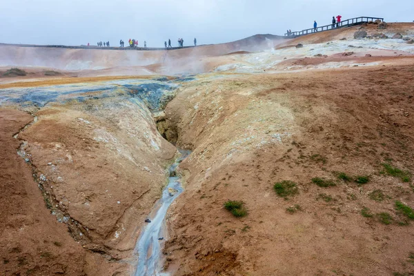 Лейрньюкур Клей Хилл Северной Исландии Красивые Поля Вулканической Лавы Риверами — стоковое фото