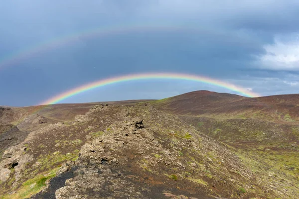 Rainbow Hafragilsfoss Waterfall Canyon Jokulsargljufur National Park North Iceland — Stock Photo, Image