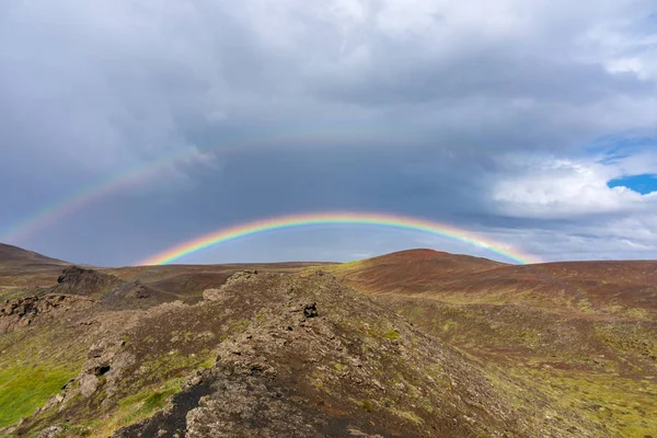 Rainbow Hafragilsfoss Waterfall Canyon Jokulsargljufur National Park North Iceland — Stock Photo, Image