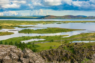 Doğal Thingvellir Milli Parkı Icelands altın daire, dünyanın ilk parlamentoların gerçekleştiği tarihi Dünya Mirası alanı