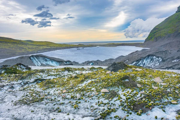 Vistas Incrível Geleira Vatnajokull Tirada Passeio Geleira Azul Perto Braço — Fotografia de Stock