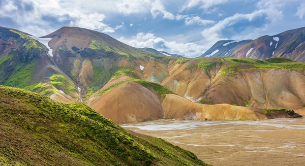 Landmannalaugar People Pools Vast Area Stunning Beauty Heart Iceland Southern — стоковое фото