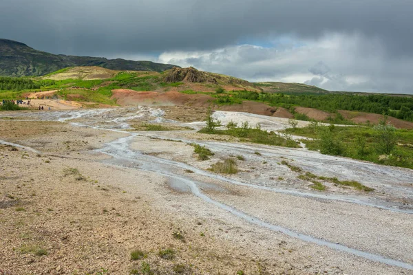 Гейсир Строккур Гейзеры Окрестности Геотермального Парка Гейсир Золотом Круге Исландии — стоковое фото