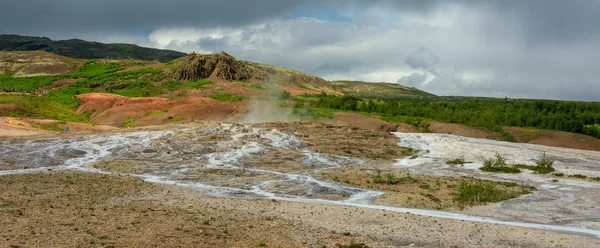 Geysir Strokkur Gêiseres Área Surronding Parque Geotérmico Geysir Círculo Dourado — Fotografia de Stock