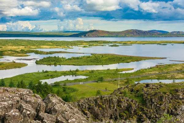 Scenic Thingvellir National Park Icelands Golden Circle Historic World Heritage — стоковое фото