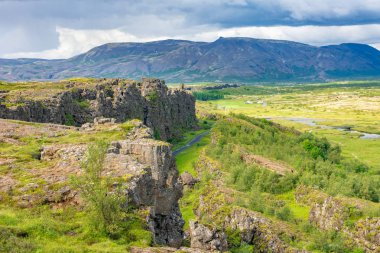 Doğal Thingvellir Milli Parkı Icelands altın daire, dünyanın ilk parlamentoların gerçekleştiği tarihi Dünya Mirası alanı
