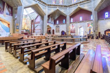 Nazareth, İsrail - 30 Nisan 2016: Duyuru kilise bazilika. Geleneksel olarak burada Gabriel Meryem ortaya çıktı ve o yüksek sesle bildirmek melek İsa Mesih gebe