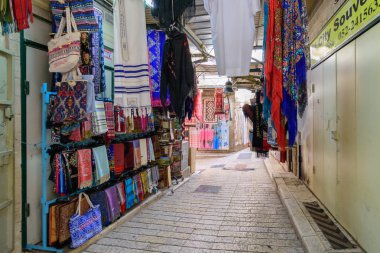 Nazareth, İsrail - 30 Nisan 2016: Eski, geleneksel Arap piyasada Nazareth Kuzey İsrail