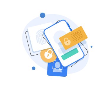 Mobil veri güvenliği, taşınabilir ödemeler, güvenli ödeme, kişisel bilgi güvenliği, iniş sayfası için hesap koruma kavramı