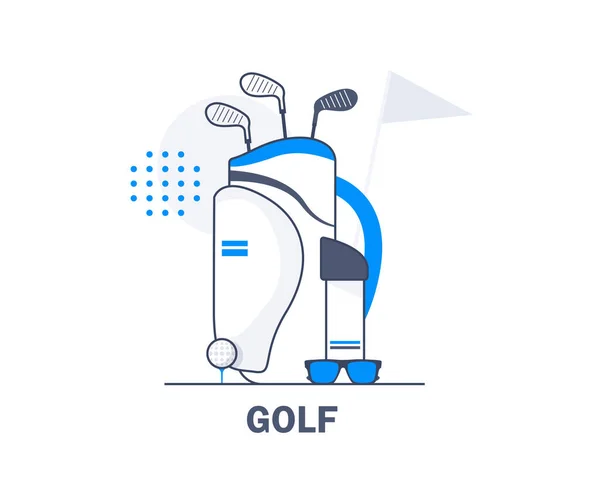 Golf Bags Equipment Golf Ball Flat Design Icon Vector Illustration — Stock Vector