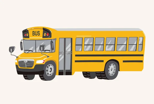 有趣可爱的手绘卡通校车插画。玩具黄色校车。男孩的玩具车。向量例证 — 图库矢量图片