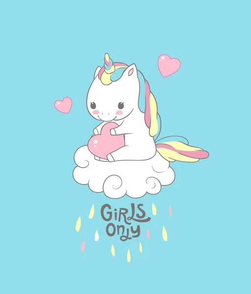 Pozitivní Baby Unicorn dívky pouze typografie tisk — Stockový vektor