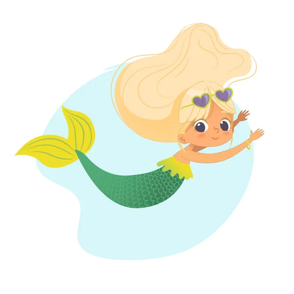 Sereia bela menina mar personagem arte design — Vetor de Stock