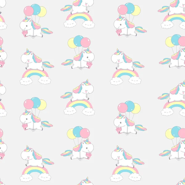 Unicorn Rainbow Cool Dream Seamless Patrol for Fairy Doodle. Happy Fun Pony Fly on Brothers on Abstrab. Волшебный праздничный сказочный слон для детского мультфильма . — стоковый вектор