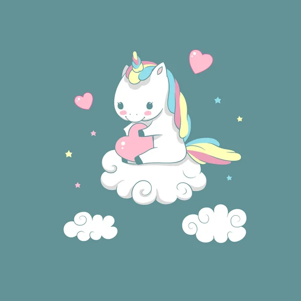 Inspirace Baby Unicorn na Cloud láska tisk — Stockový vektor